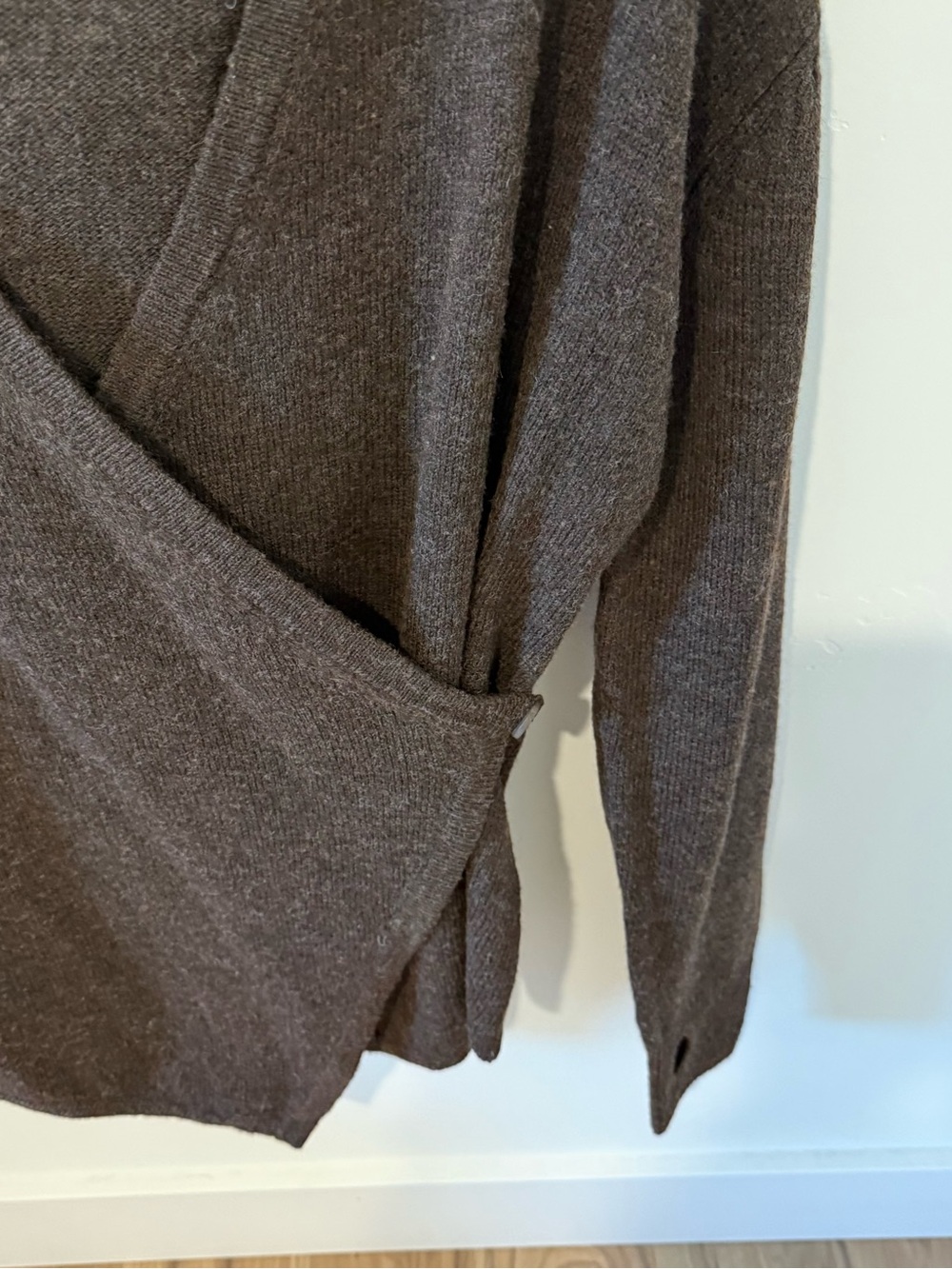 Betabrand Women's Brown Hooded Wrap Sweater L/XL Wool Cozy Fall Warm Winter - Picture 4 of 9